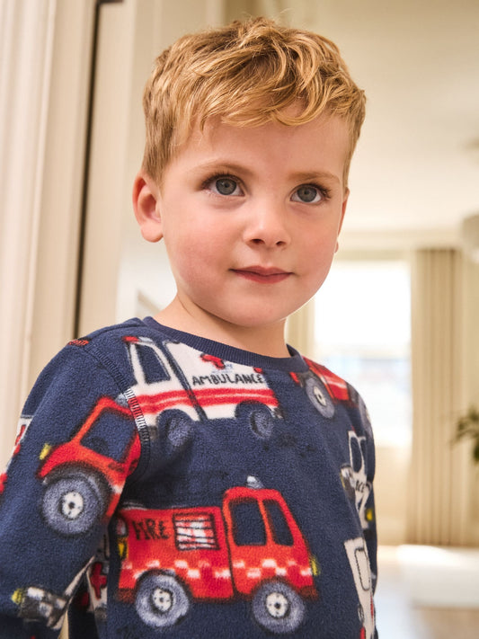 Multi Navy Single Cosy Fleece Pyjamas (9mths-12yrs) image 3