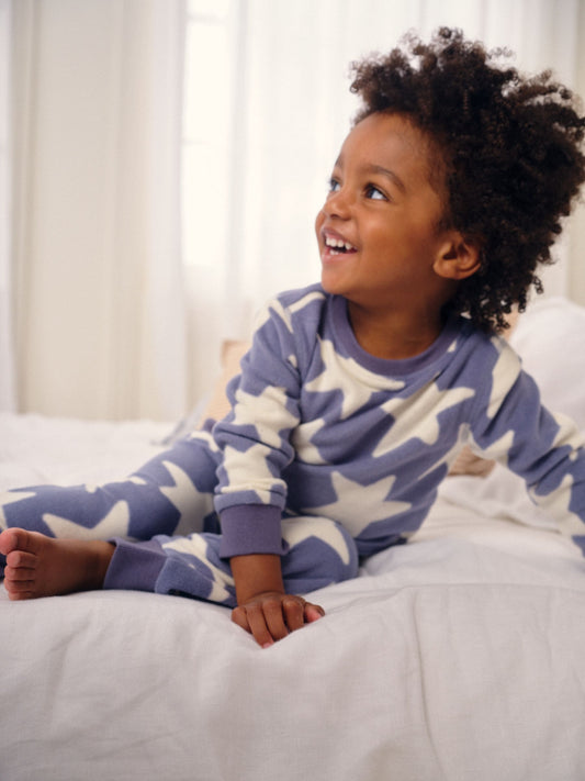 Blue/White Star Single Cosy Fleece Pyjamas (9mths-12yrs) image 3