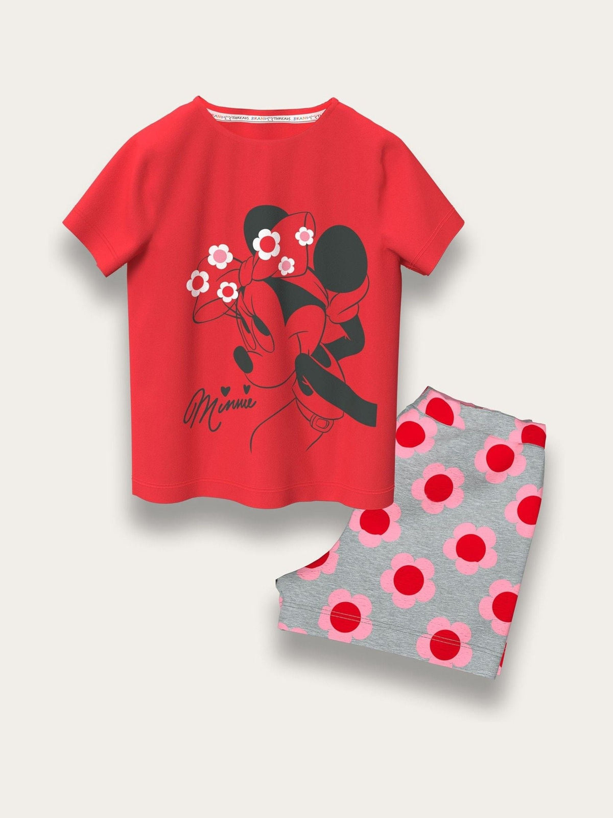 Brand Threads Red Minnie Mouse 100% Cotton Pyjama Set - image 3