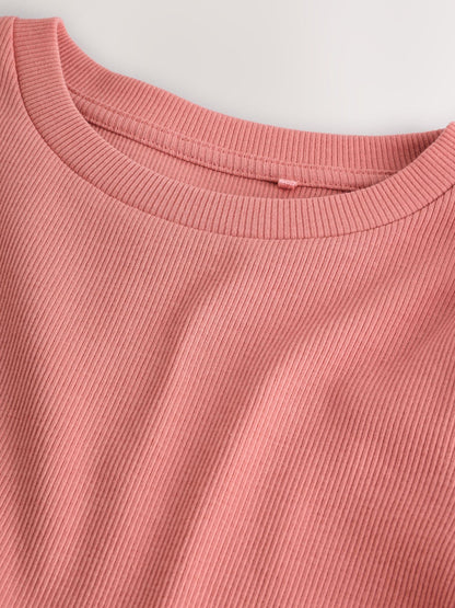 Dsiney Kidz - Black/Pink/White Long Sleeve Ribbed Tops 3 Pack (3-16yrs) image 8