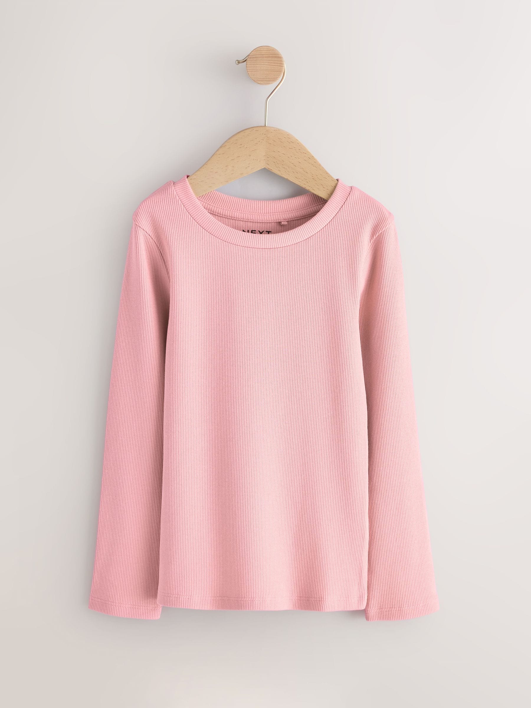 Dsiney Kidz - Pink Long Sleeve Ribbed Tops 3 Pack (3-16yrs) image 2