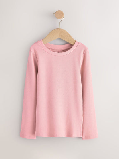 Dsiney Kidz - Pink Long Sleeve Ribbed Tops 3 Pack (3-16yrs) image 2