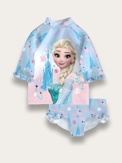 Brand Threads Blue Girls Frozen Swim Set image 3