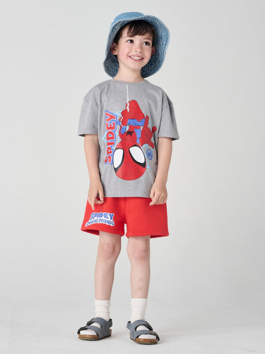 Brand Threads Grey & Red Spidey and His Amazing Friends 100% Cotton Top and Short Set image 1