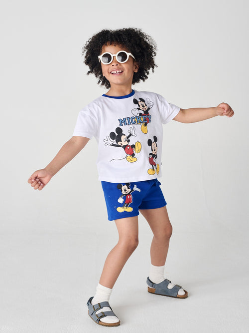 Brand Threads White & Blue Mickey Mouse 100% Cotton Top and Short Set image 1