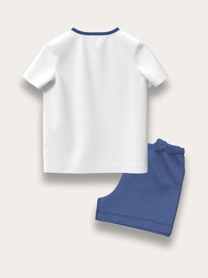 Brand Threads White & Blue Mickey Mouse 100% Cotton Top and Short Set image 4