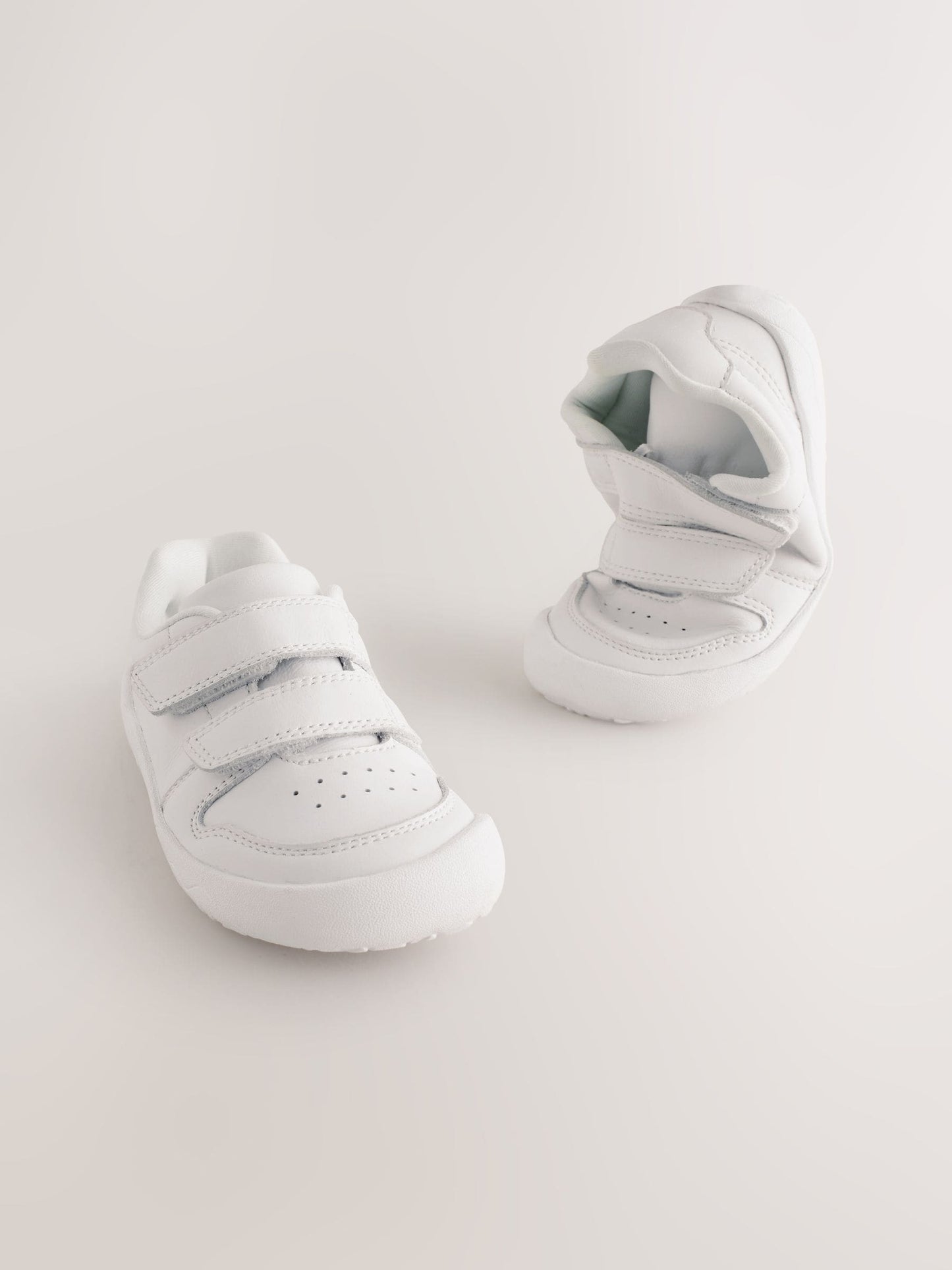 White Barefoot Leather Touch Fastening Trainers image 1