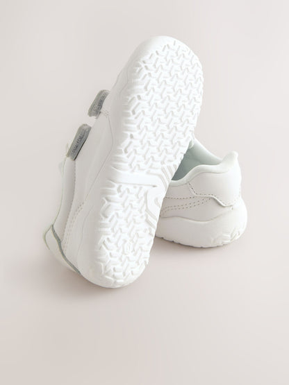 White Barefoot Leather Touch Fastening Trainers image 4
