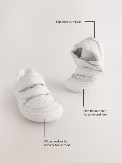 White Barefoot Leather Touch Fastening Trainers image 4
