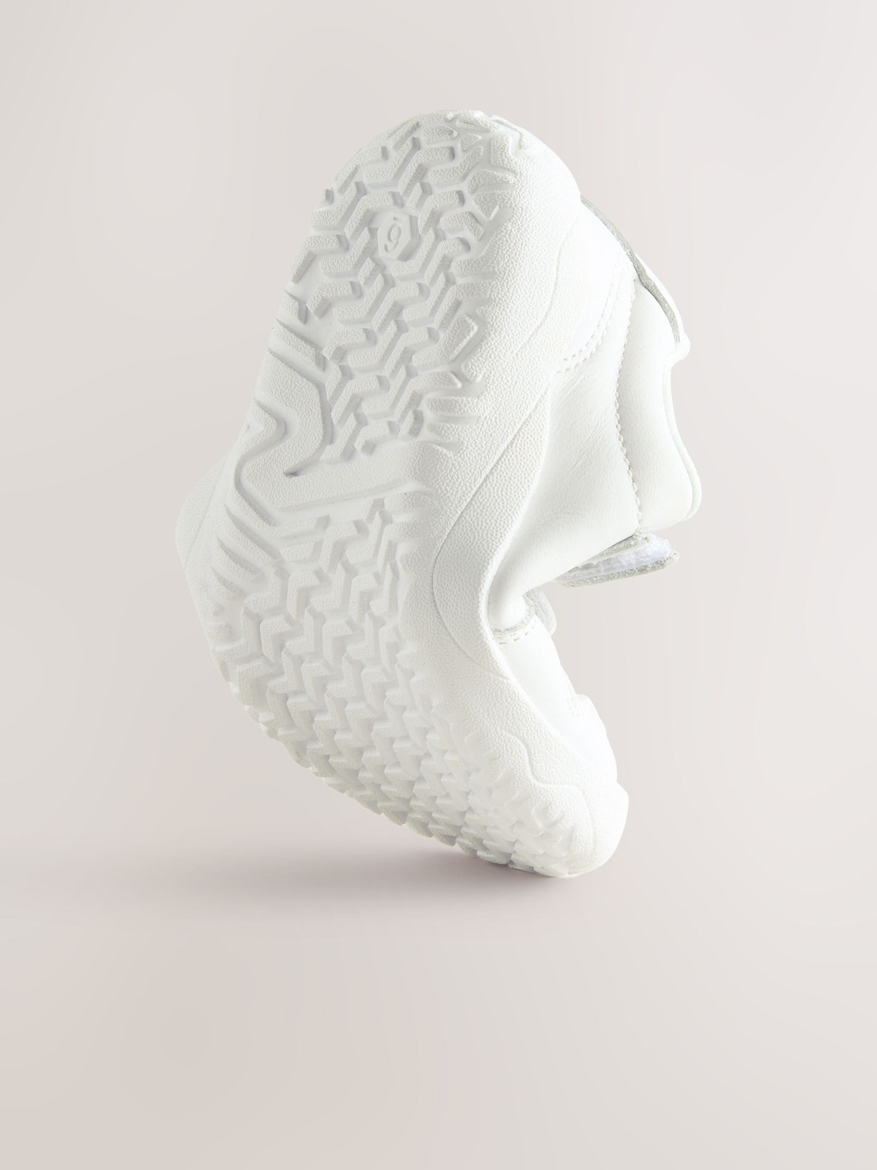 White Barefoot Leather Touch Fastening Trainers image 6