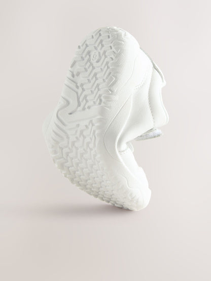 White Barefoot Leather Touch Fastening Trainers image 6