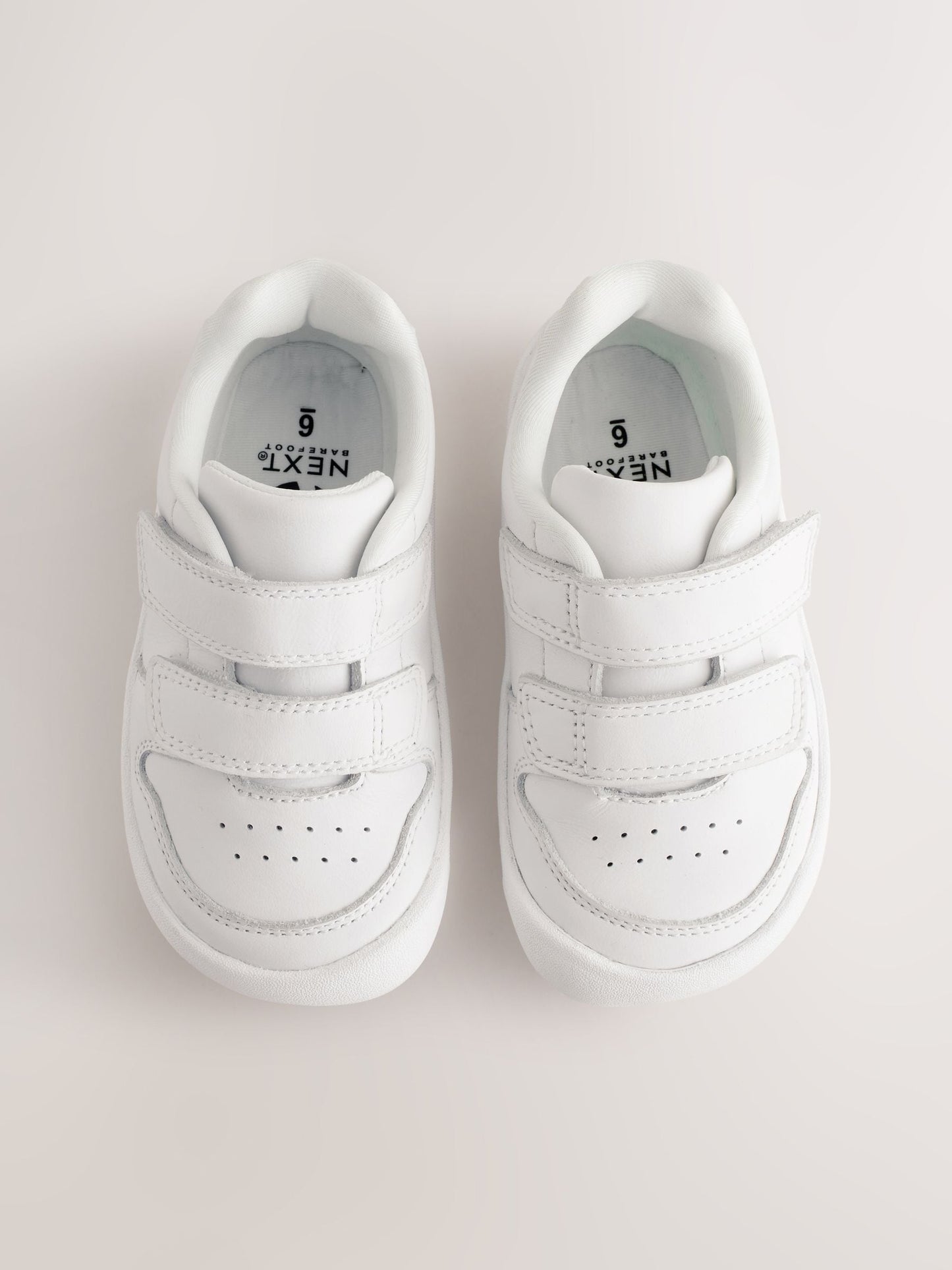 White Barefoot Leather Touch Fastening Trainers image 6