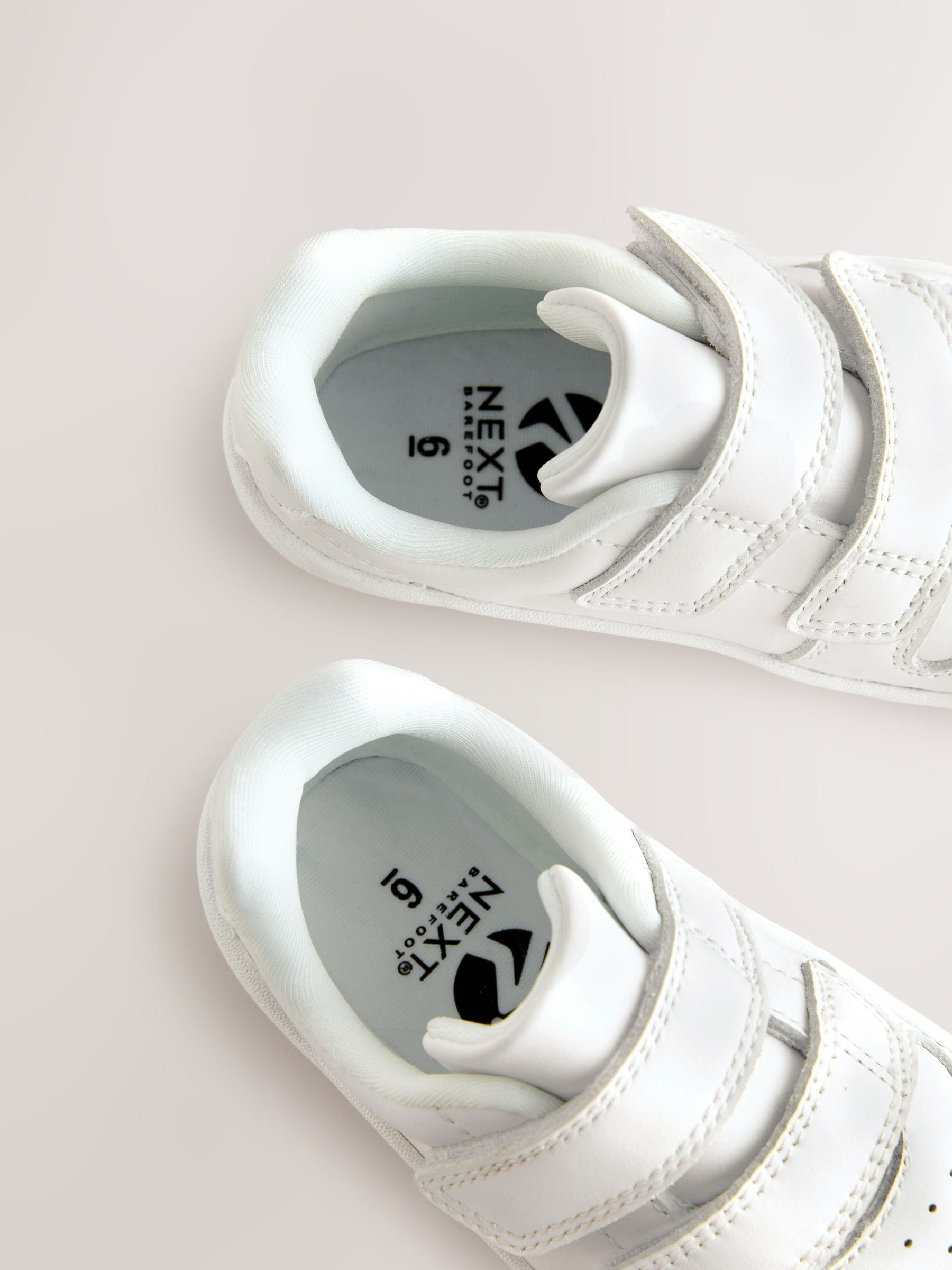 White Barefoot Leather Touch Fastening Trainers image 8