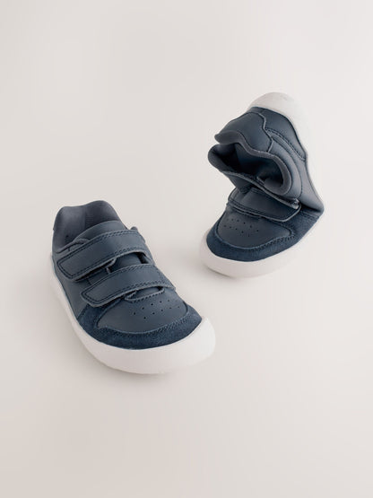 Navy Barefoot Leather Touch Fastening Trainers image 1