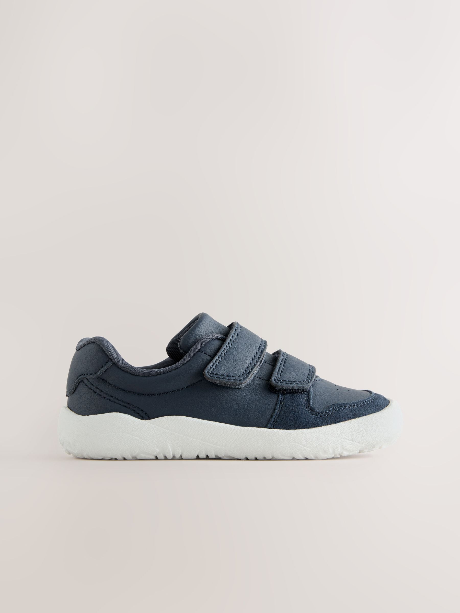 Navy Barefoot Leather Touch Fastening Trainers image 2