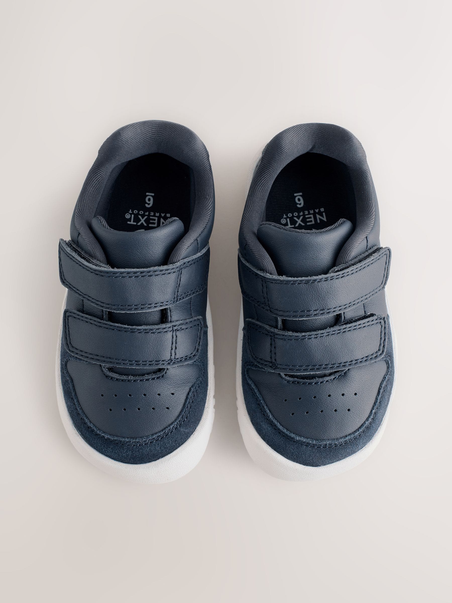 Navy Barefoot Leather Touch Fastening Trainers image 4