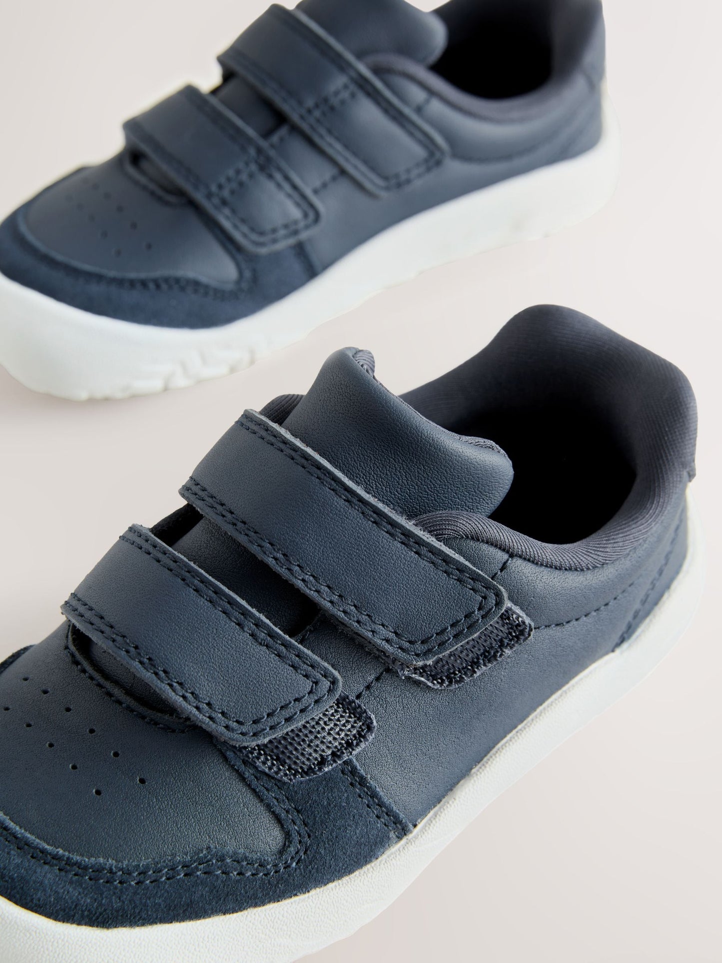 Navy Barefoot Leather Touch Fastening Trainers image 6
