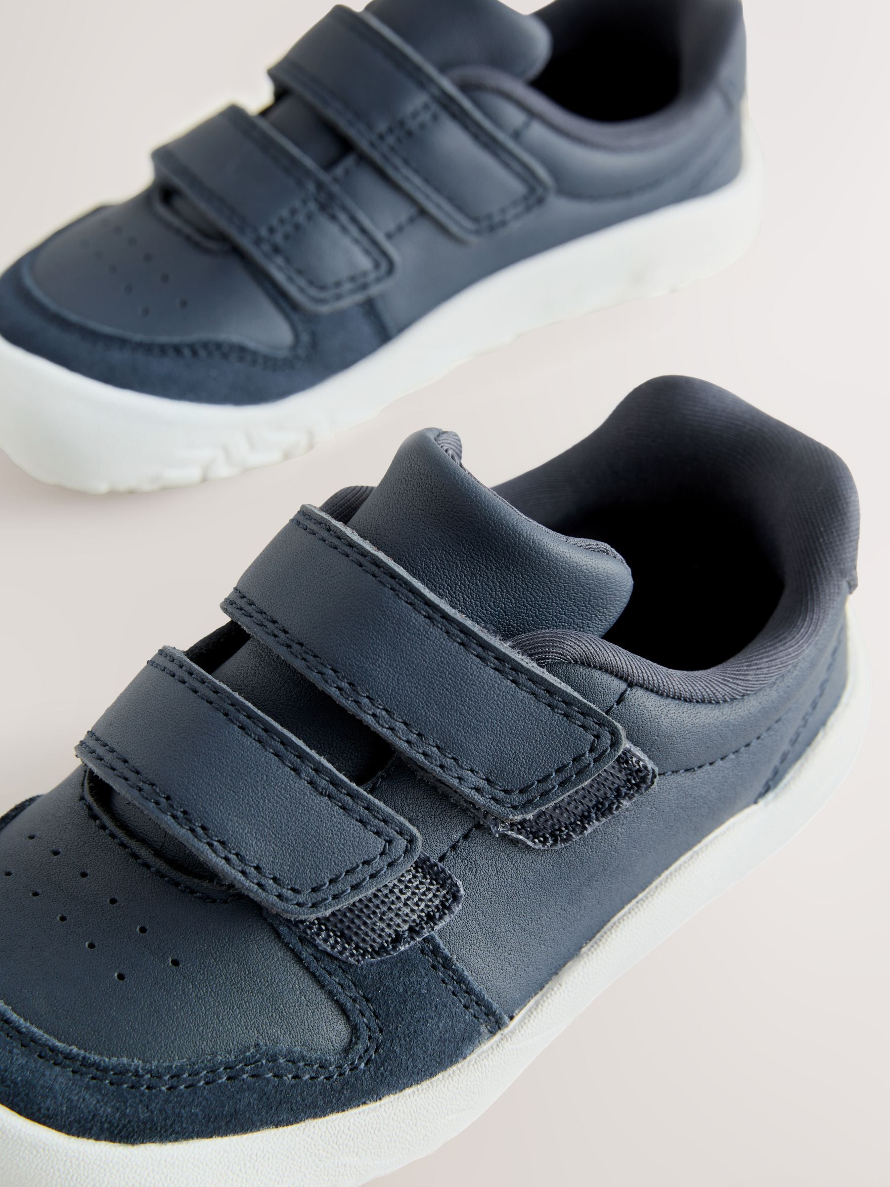 Navy Barefoot Leather Touch Fastening Trainers image 6