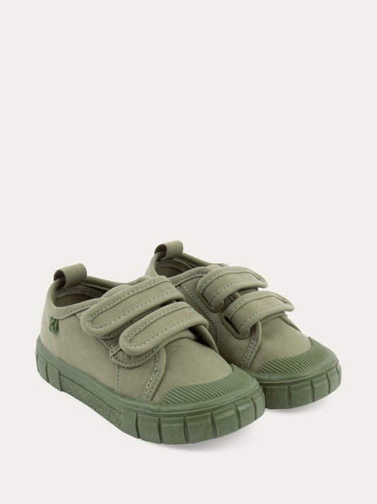 KIDLY By MORI Green Canvas Rip Tape Trainers image 2