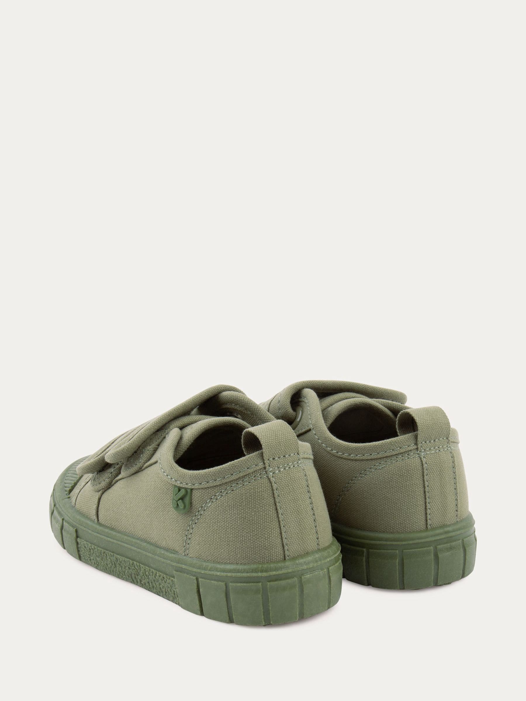 KIDLY By MORI Green Canvas Rip Tape Trainers image 3