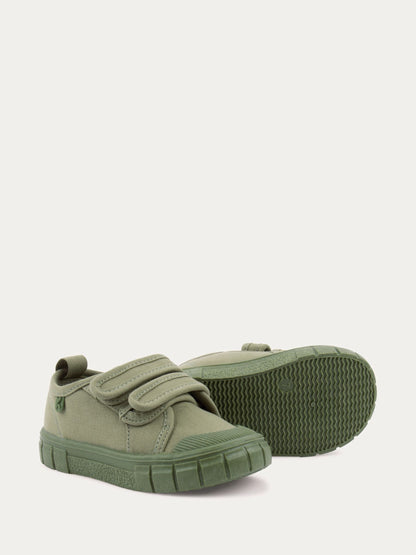 KIDLY By MORI Green Canvas Rip Tape Trainers image 4