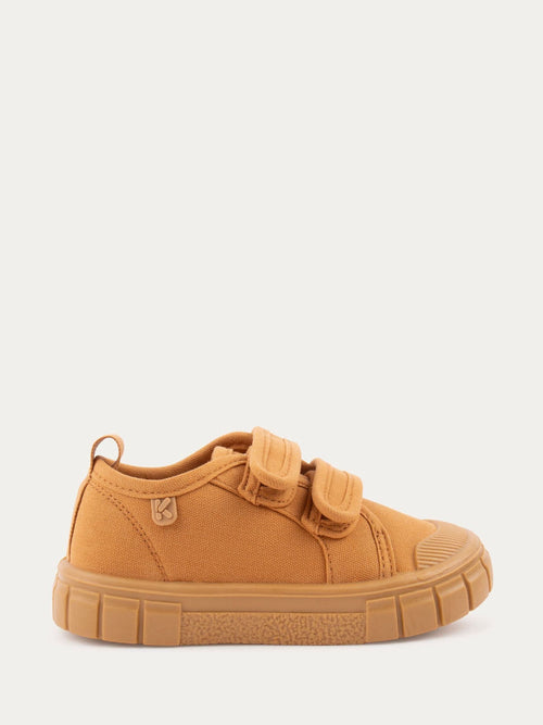 KIDLY By MORI Natural Canvas Rip Tape Trainers image 1