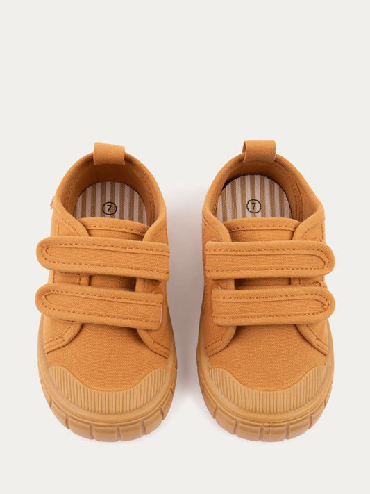KIDLY By MORI Natural Canvas Rip Tape Trainers image 2