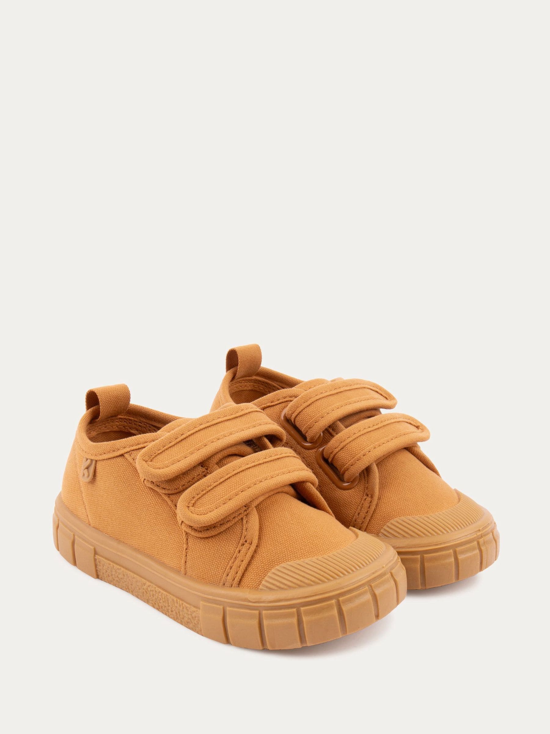 KIDLY By MORI Natural Canvas Rip Tape Trainers image 5