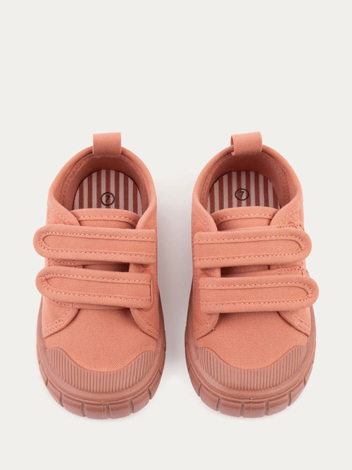 KIDLY By MORI Pink Canvas Rip Tape Trainers image 1