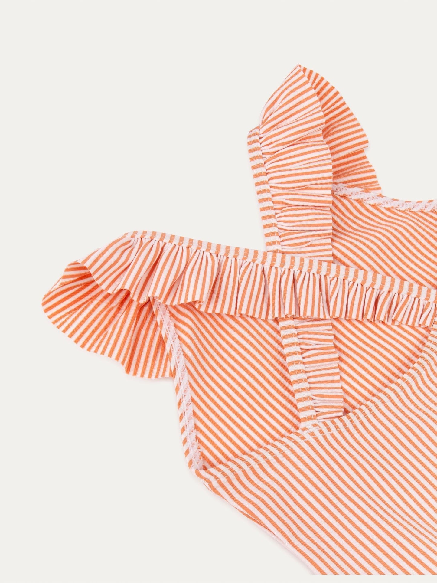 KIDLY By MORI Pink Seersucker Frilled Swimsuit image 5