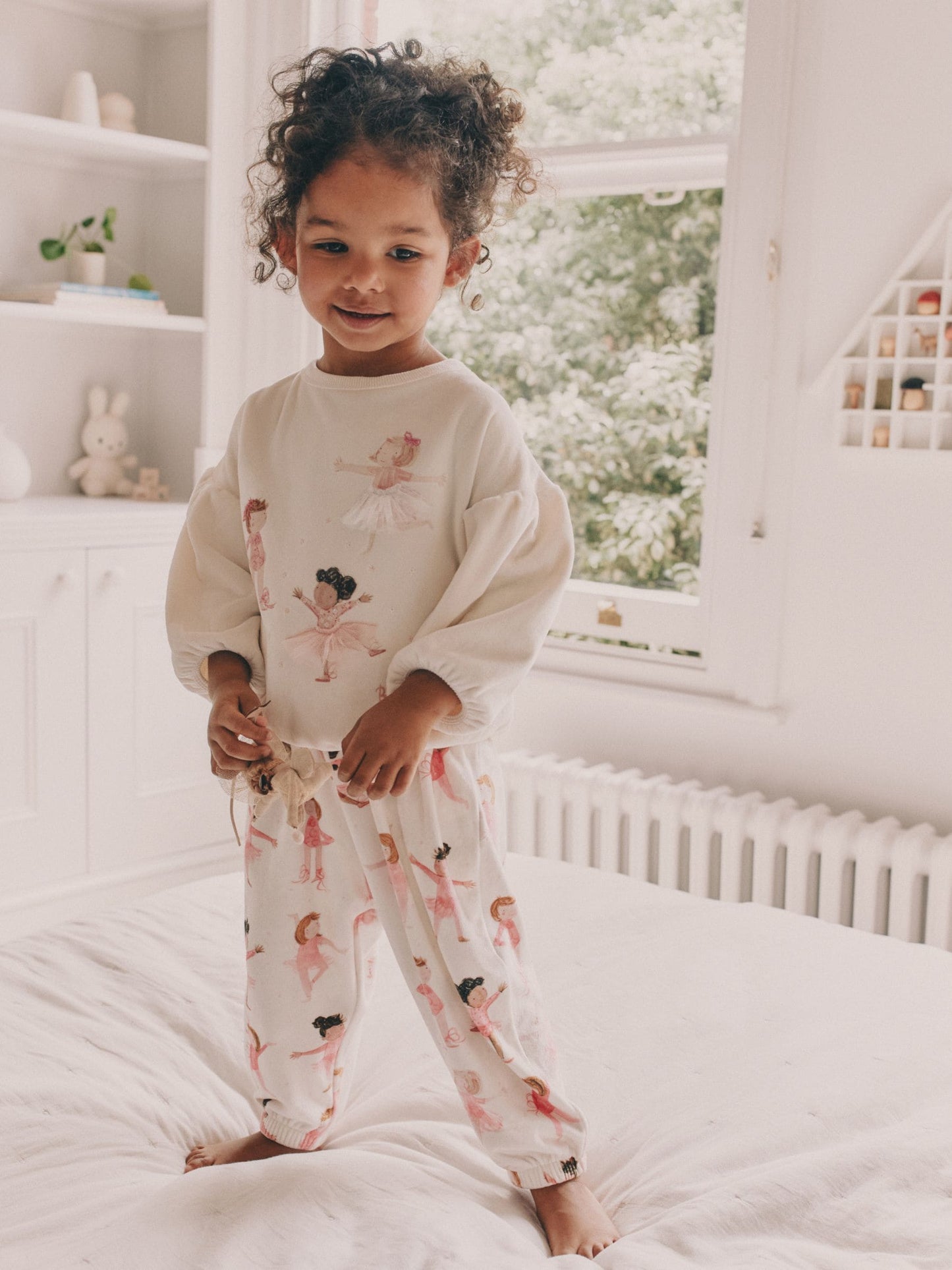 Ecru/Pink Ballerina Cosy Fleece Pyjamas (9mths-10yrs)