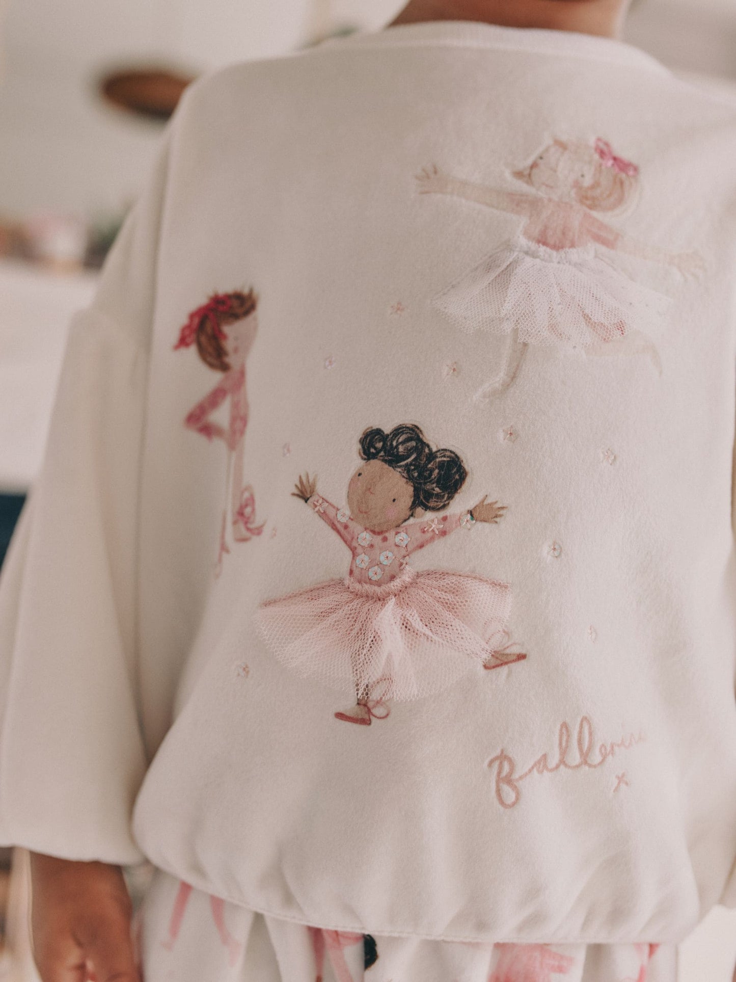 Ecru/Pink Ballerina Cosy Fleece Pyjamas (9mths-10yrs)