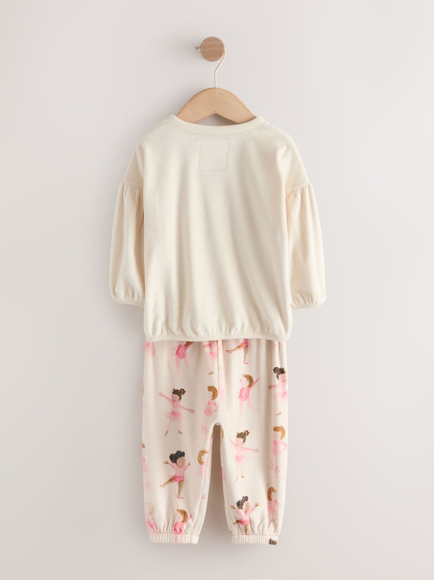 Ecru/Pink Ballerina Cosy Fleece Pyjamas (9mths-10yrs)