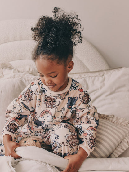 Ecru/Brown Pets Cosy Fleece Pyjamas (9mths-10yrs)