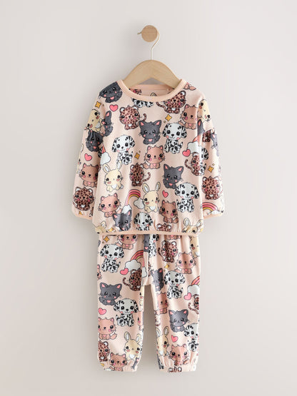 Ecru/Brown Pets Cosy Fleece Pyjamas (9mths-10yrs)