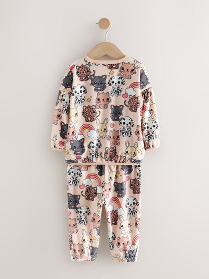 Ecru/Brown Pets Cosy Fleece Pyjamas (9mths-10yrs)