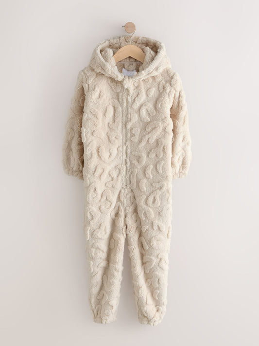 Ecru White Animal Jacquard Fleece All-In-One (1.5-16yrs)