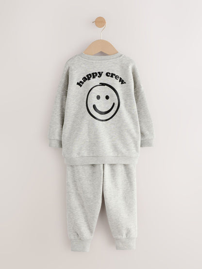 Dsiney Kidz - Grey Marl Back Print Crew Neck Joggers Set (3mths-7yrs) image 6
