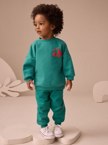 Dsiney Kidz - Green Single Printed Crew Neck Sweat Top & Jogger Sets (3mths-7yrs) image 1