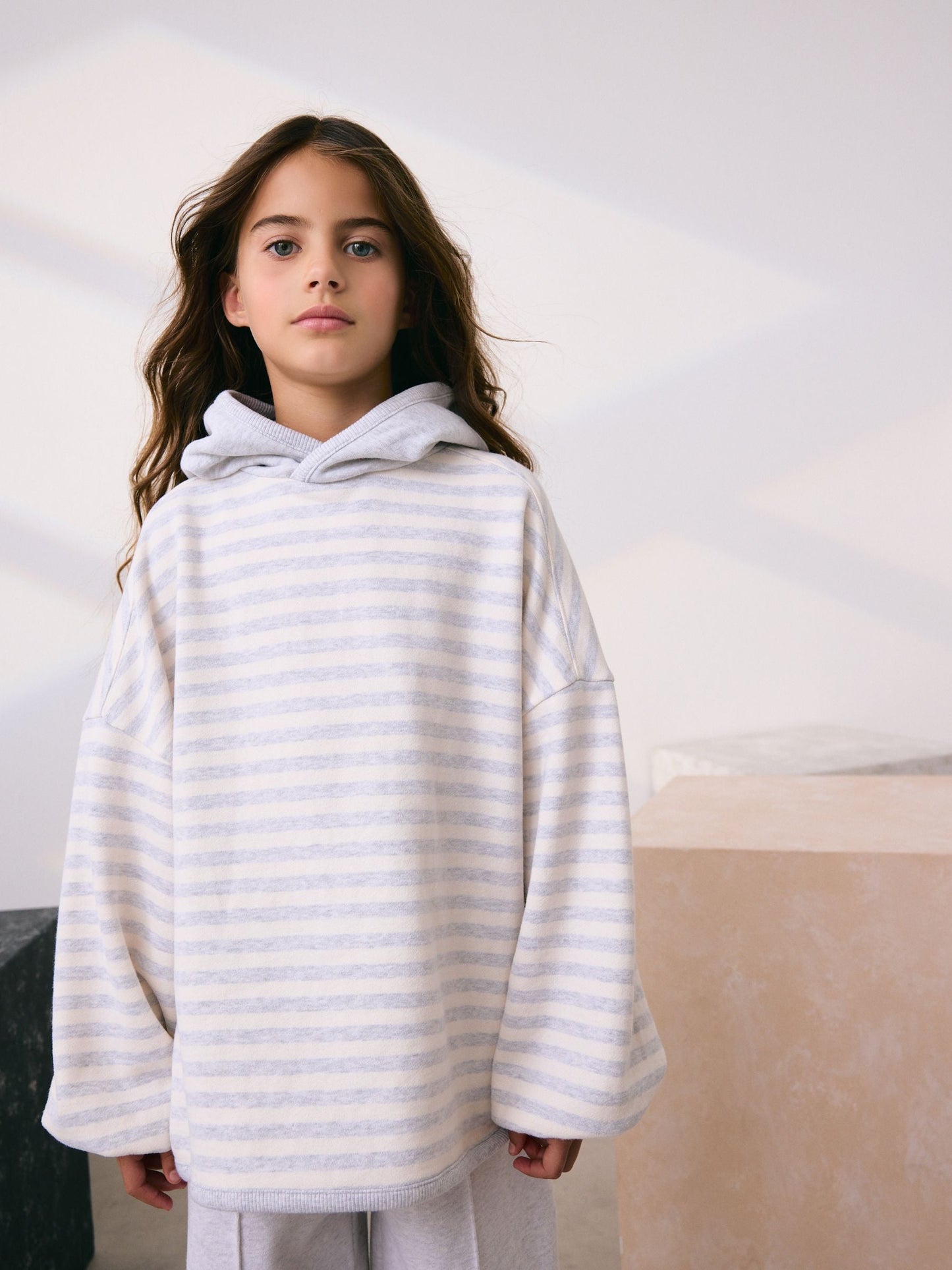 Grey/White Stripe Hoodie (3-16yrs)