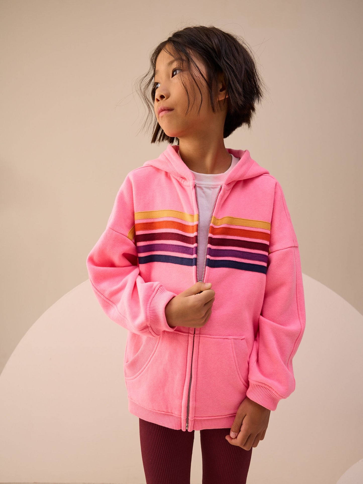 Pink Multi Stripe Zip Through Hoodie (3-16yrs)