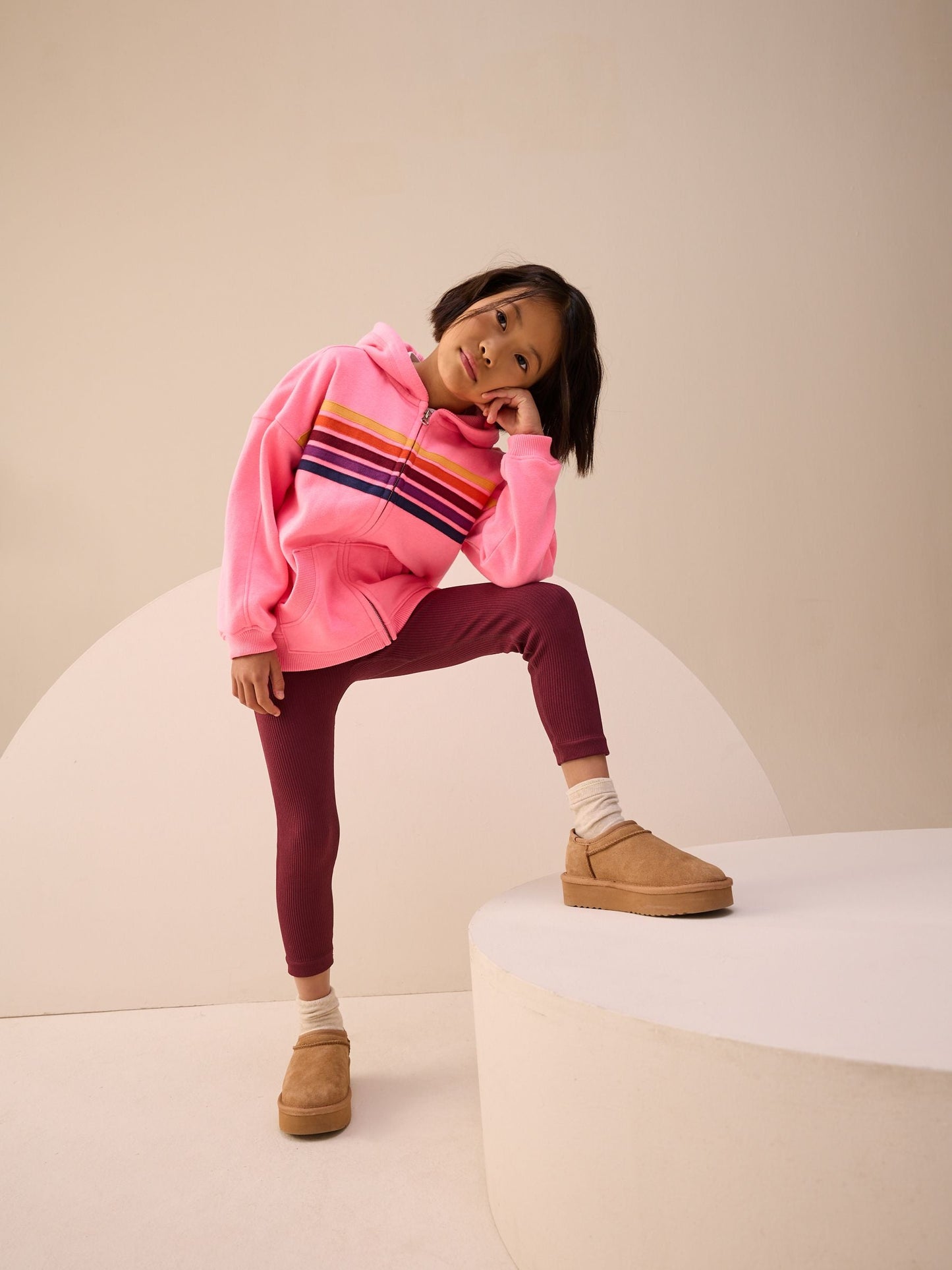 Pink Multi Stripe Zip Through Hoodie (3-16yrs)