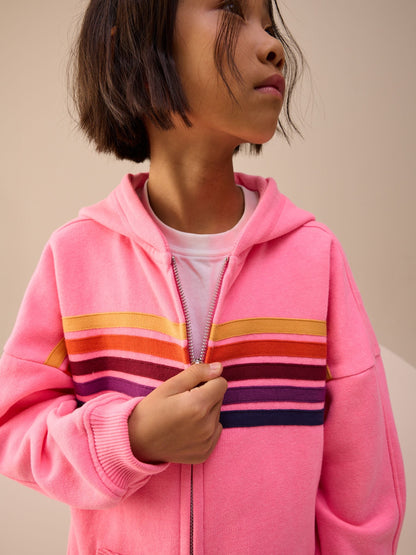 Pink Multi Stripe Zip Through Hoodie (3-16yrs)