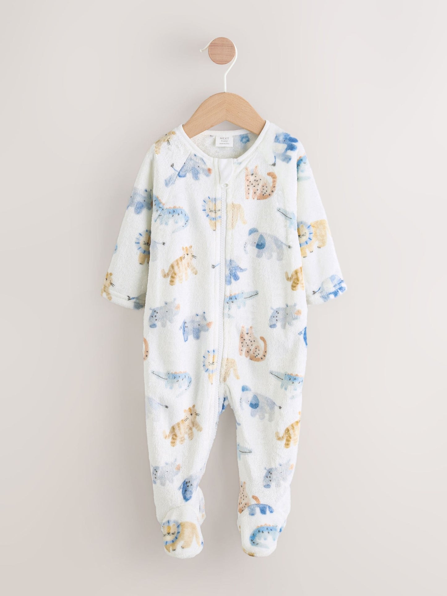 Ecru Safari Fleece Baby Sleepsuit