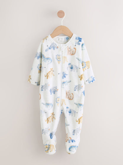 Ecru Safari Fleece Baby Sleepsuit