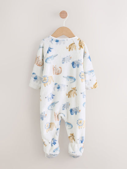 Ecru Safari Fleece Baby Sleepsuit