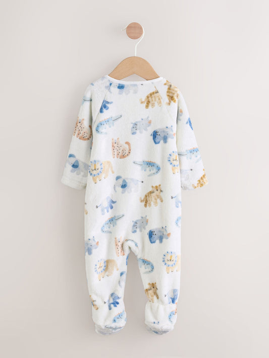 Ecru Safari Fleece Baby Sleepsuit