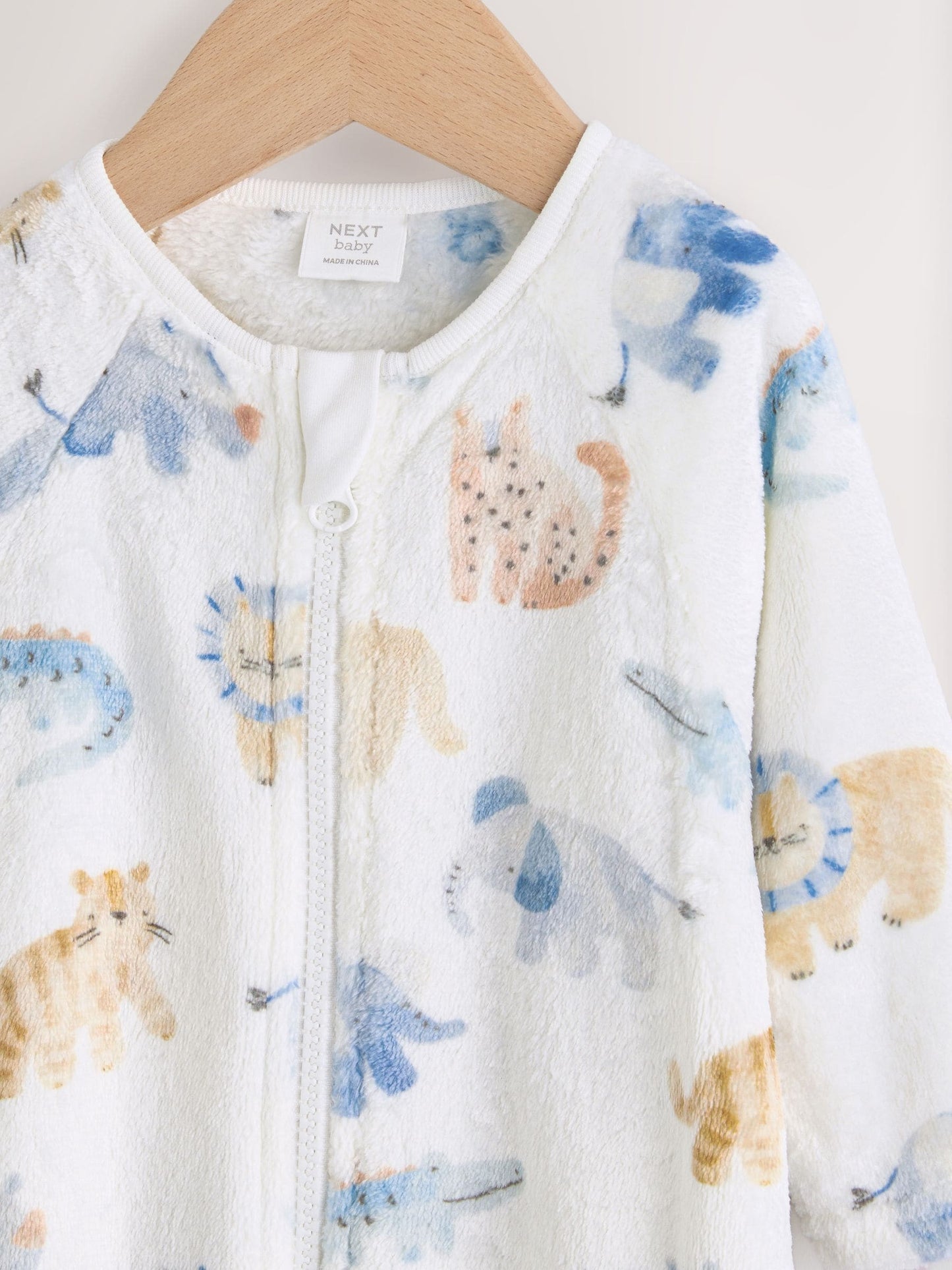 Ecru Safari Fleece Baby Sleepsuit