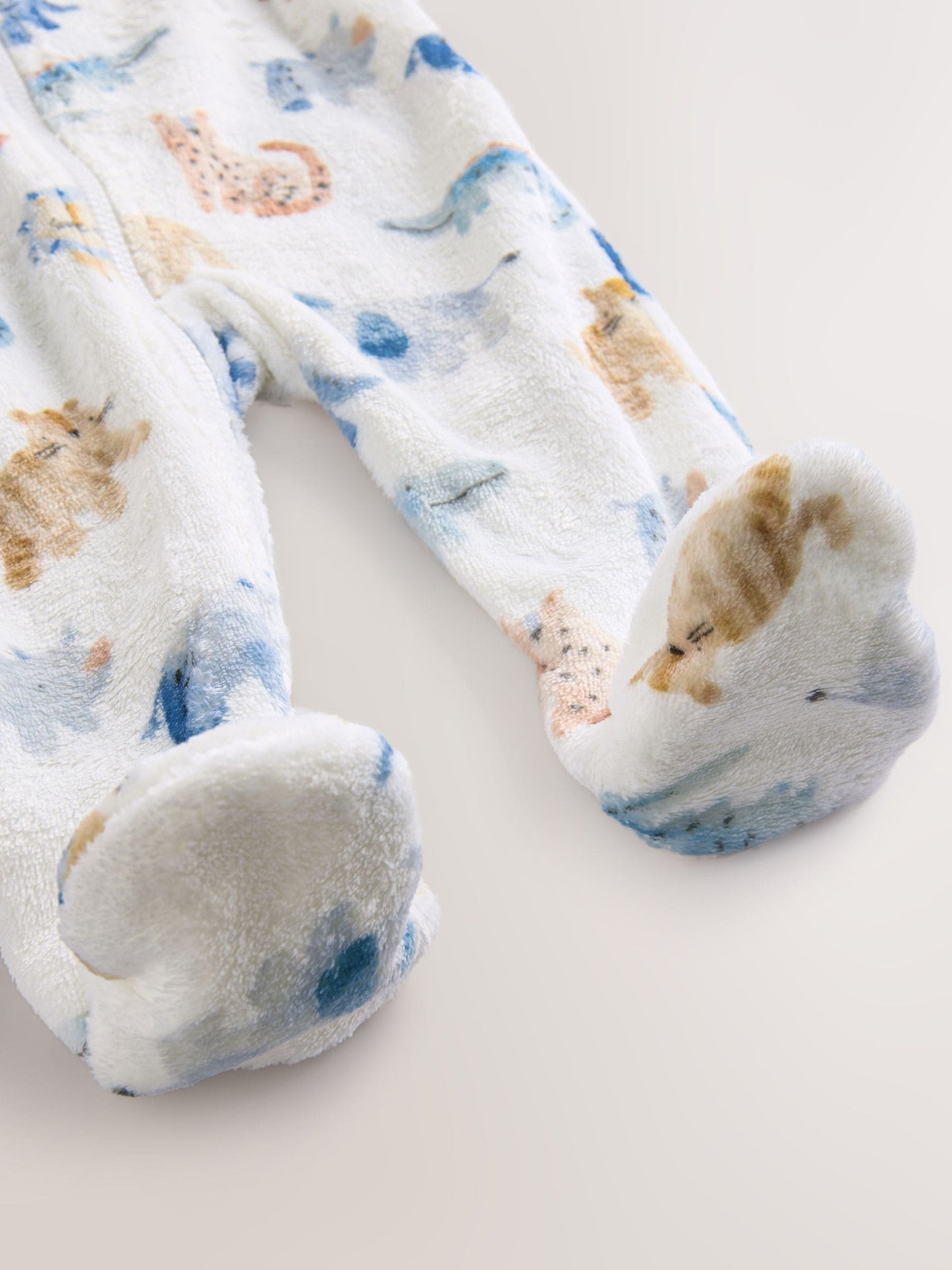 Ecru Safari Fleece Baby Sleepsuit