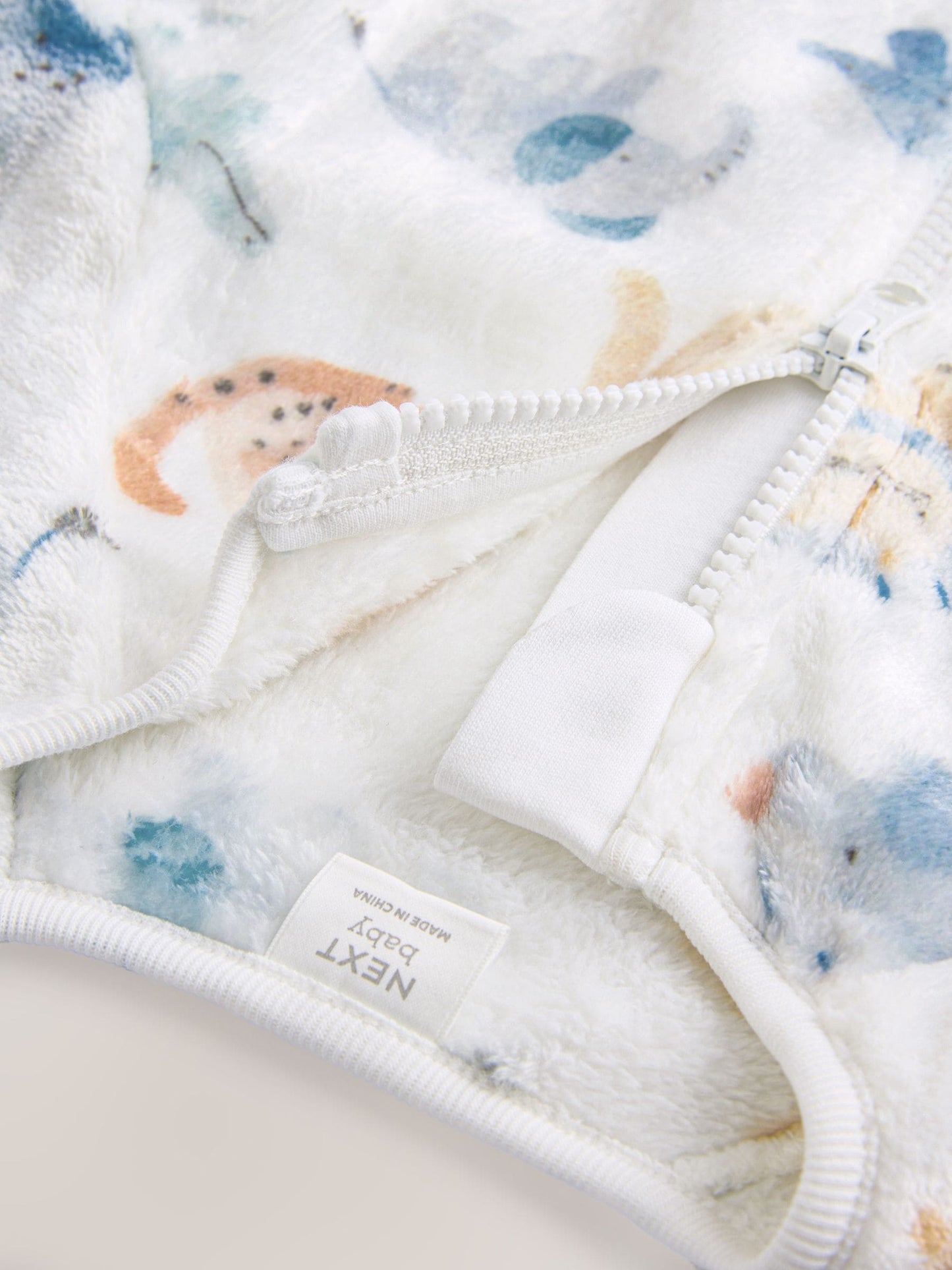 Ecru Safari Fleece Baby Sleepsuit